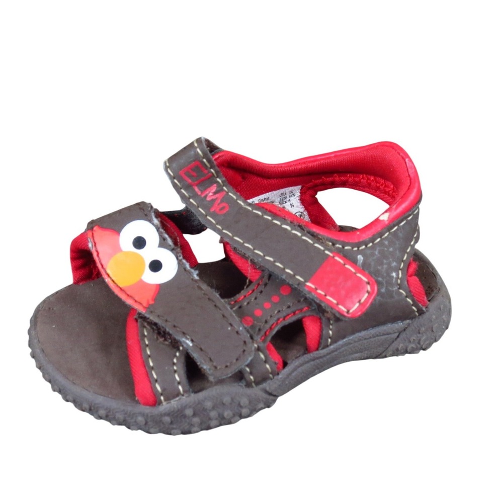 Sesame Street Elmo Toddler Fisherman Sandals Size 1W Casual Brown Red Shoes